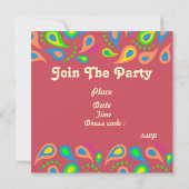 レトロパーティー-ペイズリーパターン 招待状 (裏面)