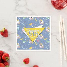 レトロパープルのユニコーンの誕生日おめでとうグッズ スタンダードカクテルナプキン