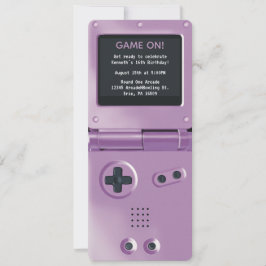 レトロパープルの携帯ゲーム機風バースデー招待状 招待状
