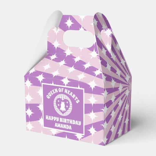 レトロパープルクイーンズオブハートバースデーパーティー フェイバーボックス (裏面サイド)