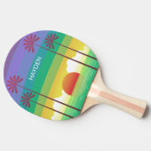レトロパープルサンセットパームツリーズアートパーソナライズされた 卓球ラケット (横)