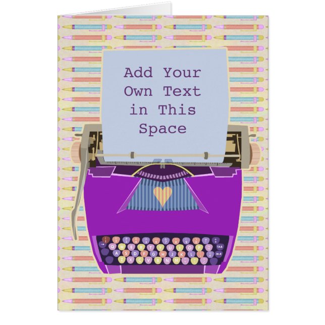 レトロパープルタイプライターミッドセンチュリーモダンカスタム (正面)