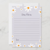 レトロパープルデイジー誕生日ノートタイムカプセルカード サンキューカード (正面)