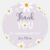 レトロパープルデイジー1st誕生日サンスクリュラベル ラウンドシール (正面)