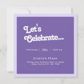 レトロパープルハートガレンティンパーティー招待状 招待状 (裏面)