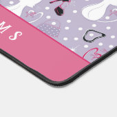 レトロパープルハート猫 デスクマット (コーナー)