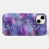レトロパープルピンクアンドブルーディスコ鏡 |モノグラム Case-Mate iPhoneケース (裏面 (横))