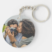 レトロパープルピンクディスコボールフォト結婚式の引き出物 キーホルダー (裏面)