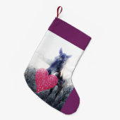 レトロパープルホース&ハートクリスマスホース スモールクリスマスストッキング (正面 (吊り時))