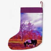 レトロパープルポニークリスマスホース スモールクリスマスストッキング (裏面)