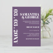 レトロパープルモダン結婚式招待状 招待状 (スタンド正面)