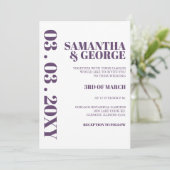 レトロパープルモダン結婚式招待状 招待状 (スタンド正面)