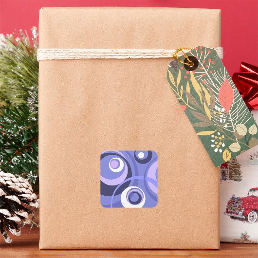 レトロパープル抽象芸術アートスクエアステッカー スクエアシール