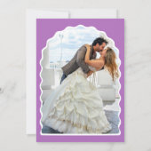 レトロパープル波曲線結婚アーチ写真 招待状 (裏面)