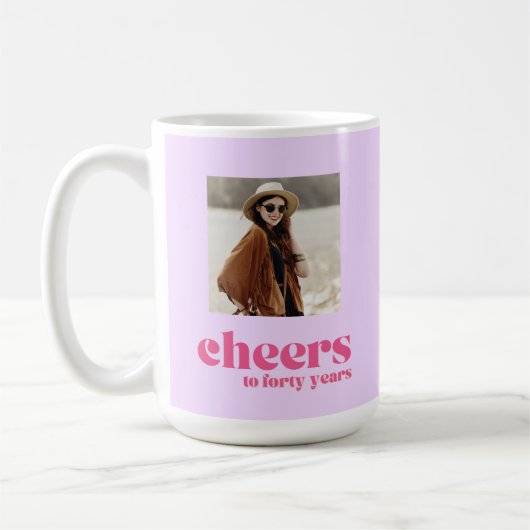 レトロパープル&ピンク40歳 コーヒーマグカップ (左)