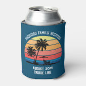 レトロパームツリーサンセットクルーズファミリーバケーション 缶クーラー (缶正面)