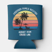 レトロパームツリーサンセットクルーズファミリーバケーション 缶クーラー (裏面)