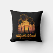 レトロパームツリーサンセットサウスカロライナビーチ クッション (正面)