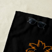 レトロパームツリーサンセットサウスカロライナビーチ ビーチタオル (インサイチュ)