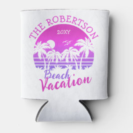 レトロパームツリーズサンセット60sファミリーバケーショントリップ 缶クーラー