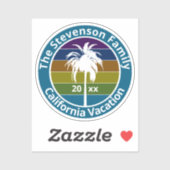 レトロパームツリートロピカルファミリーバケーションカスタム シール (シート)