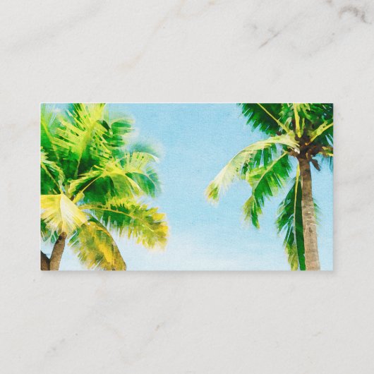 レトロパームツリービーチ結婚式RSVP QRコード エンクロージャーカード (裏面)