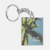 レトロパームツリーユアイニシャルズモノグラム キーホルダー (正面左)