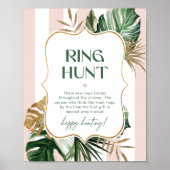 レトロパームビーチピンクリング狩りブライダルシャワーゲーム ポスター (正面)