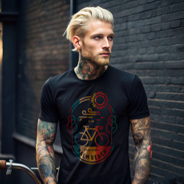 レトロパームビーチ自転車トレイル。 Tシャツ