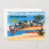 レトロパームビーチ、フロリダトラベル ポストカード (正面/裏面)