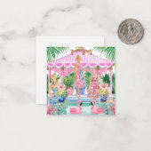 レトロパーム名門私立校風のビーチプールパーティーギフトエンクロージャ ノートカード (正面/裏面インサイチュ)