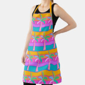 レトロパーム春サンセットカラーズトロピカルパーム エプロン (インサイチュ)