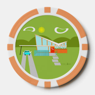 レトロパーム春ズハウストランプのポーカーチップ ポーカーチップ