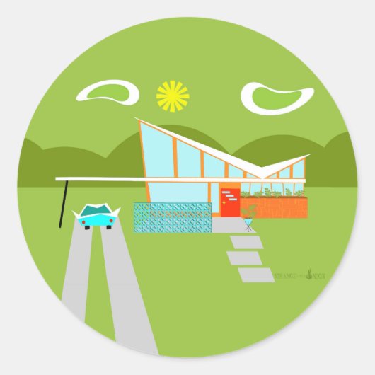 レトロパーム春ズハウスラウンドステッカー ラウンドシール (正面)