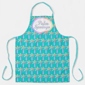 レトロパーム春ターコイズブルートロピカルパーム エプロン (正面)