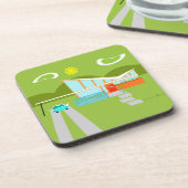 レトロパーム春ハウス懸命プラスチックコースター コースター (左側)