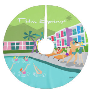 レトロパーム春ホテルツリースカート ブラッシュドポリエステルツリースカート