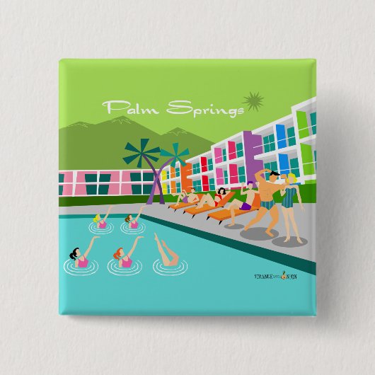 レトロパーム春ホテルボタン 缶バッジ (正面)