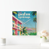 レトロパーム春ホテル スクエア壁時計 (ホーム)