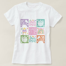 レトロパ市松模様にステルイースターコケット Tシャツ