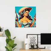 レトロヒスパニックカウガール ポスター (ホームオフィス)