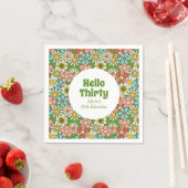 レトロヒッパイグルービーフラワーハローサーティ誕生日 スタンダードカクテルナプキン (インサイチュ)