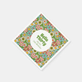 レトロヒッパイグルービーフラワーハローサーティ誕生日 スタンダードカクテルナプキン (角)