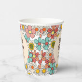 レトロヒッパイグルービーフラワーハローシックス紙プレート 紙コップ (右)