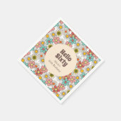 レトロヒッパイグルービーフラワーハローシックス誕生日 スタンダードカクテルナプキン (角)