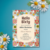レトロヒッパイグルービーフラワーハローシックス誕生日 招待状