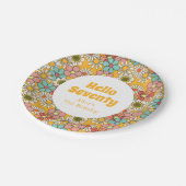 レトロヒッパイグルービーフラワーハローセブン誕生日 ペーパープレート (アングル)