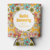 レトロヒッパイグルービーフラワーハローセブン誕生日 缶クーラー (正面)