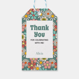 レトロヒッパイグルービーフラワーハローフィフティ誕生日 ギフトタグ