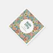 レトロヒッパイグルービーフラワーハローフィフティ誕生日 スタンダードカクテルナプキン (角)